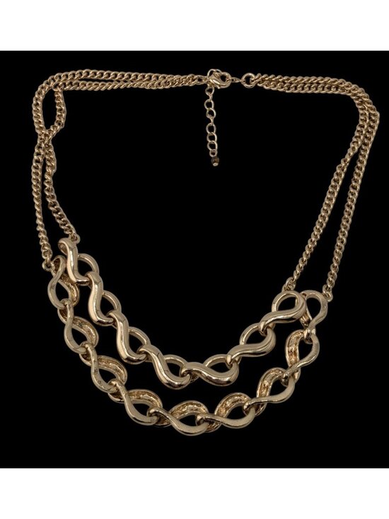 Jewelry - Gold Tone Layered Infinity Link Necklace Classic Glam Statement Jewelry